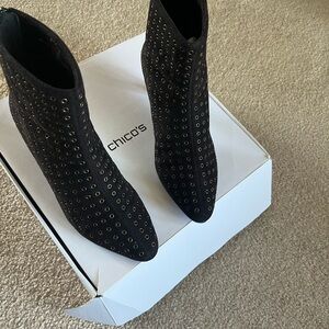 EUC Chicos black booties with grommet detail size 8.5